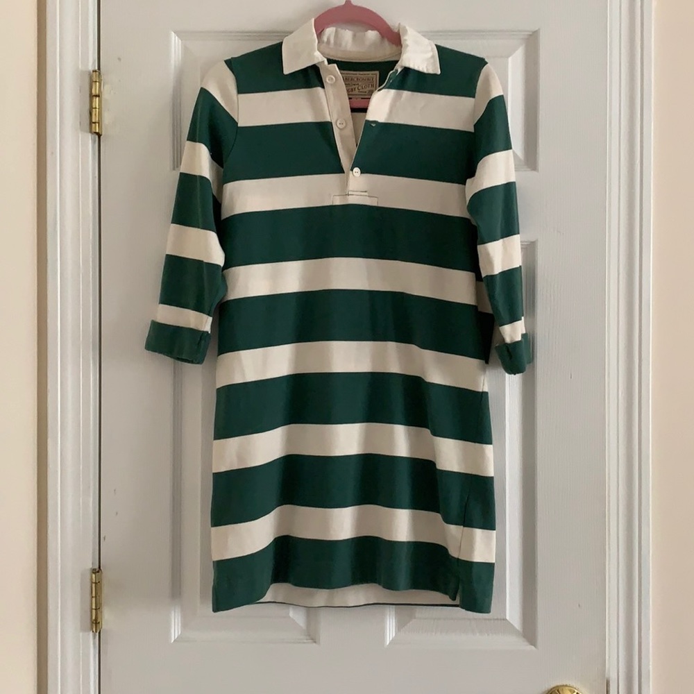 Long sleeve green striped mini dress